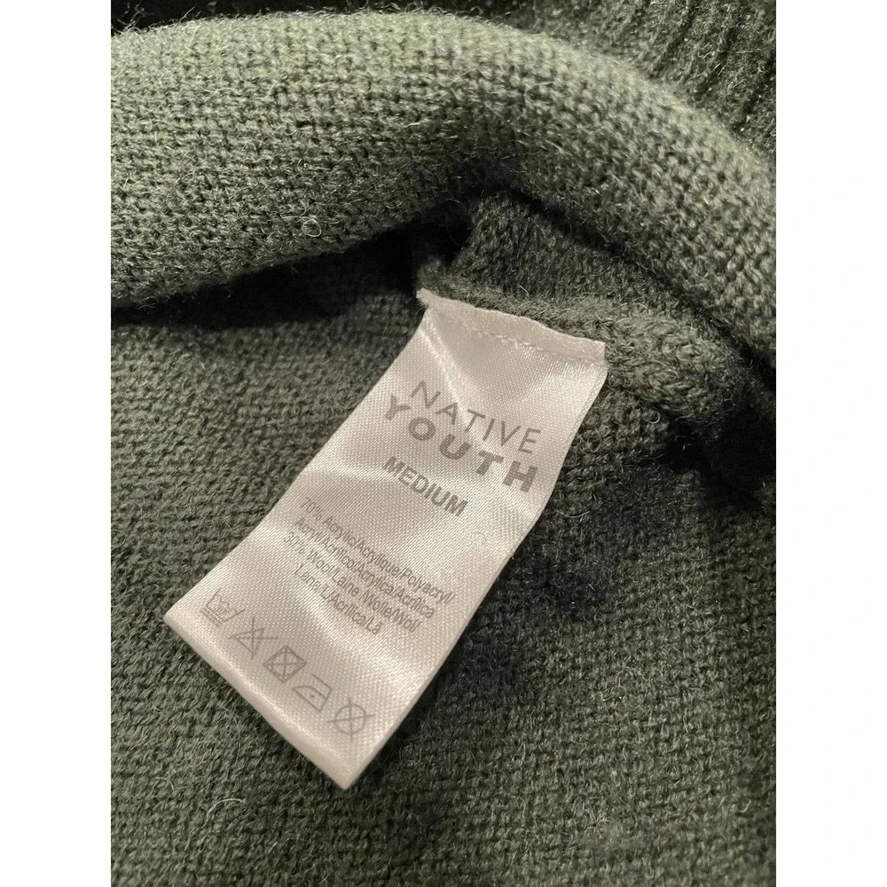 Native Youth Size M Altitude Knit Men's Sweater Wool‎ Blend Crew Neck Pullover